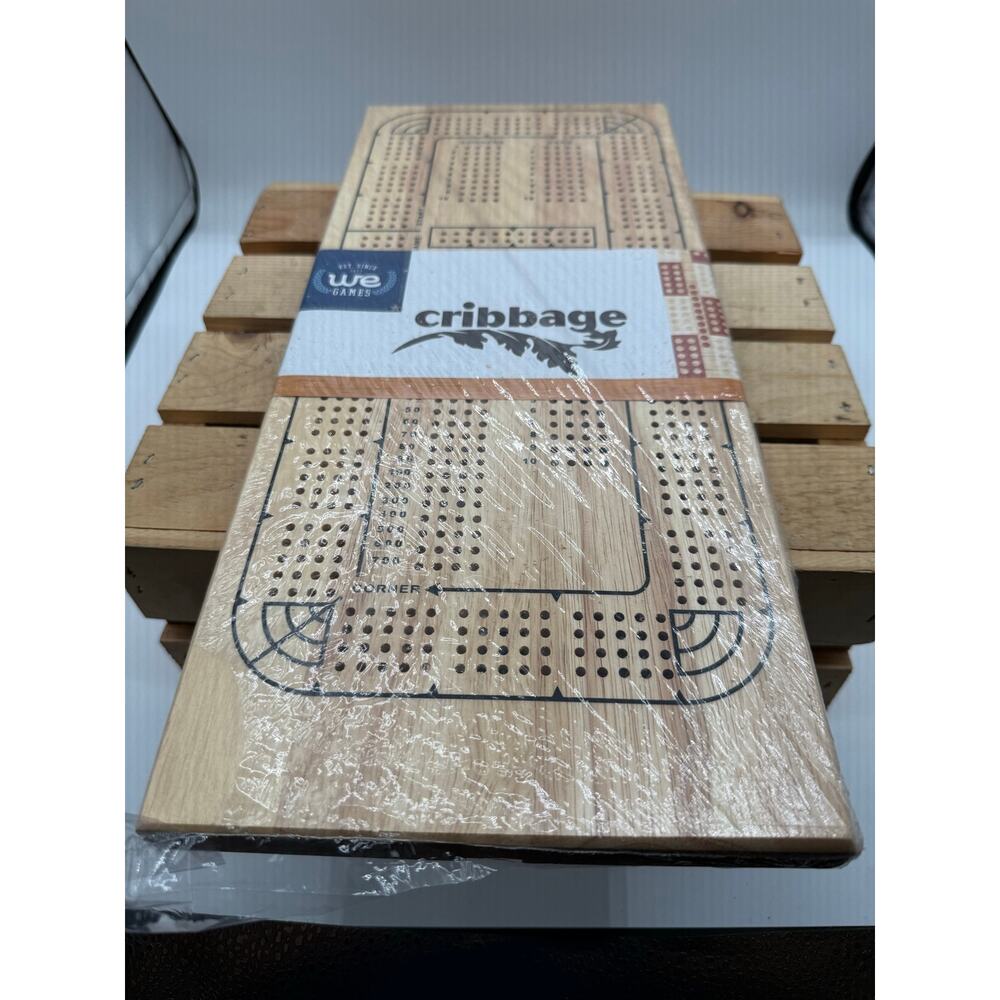WE Games Wooden Cribbage Board Game Brand - New Sealed - 3 Track Wood Board